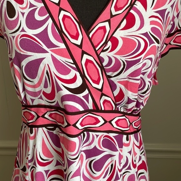 MOTHERHOOD Pink White Maternity V Neck Midi Dress Size XL - Picture 4 of 9